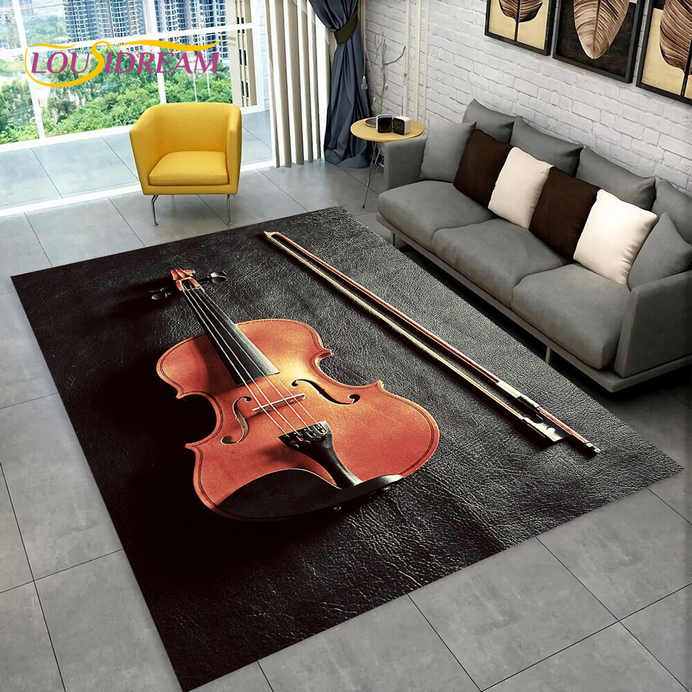 Kids Outdoor Area - Classical Violin Instrument Music Area Rug,Carpet